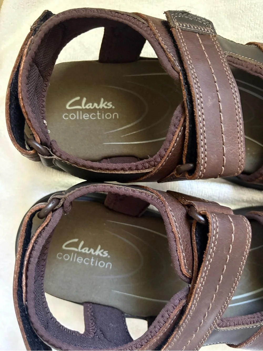 Clarks Men's Dark Brown Leather Dual-Strap Sandals